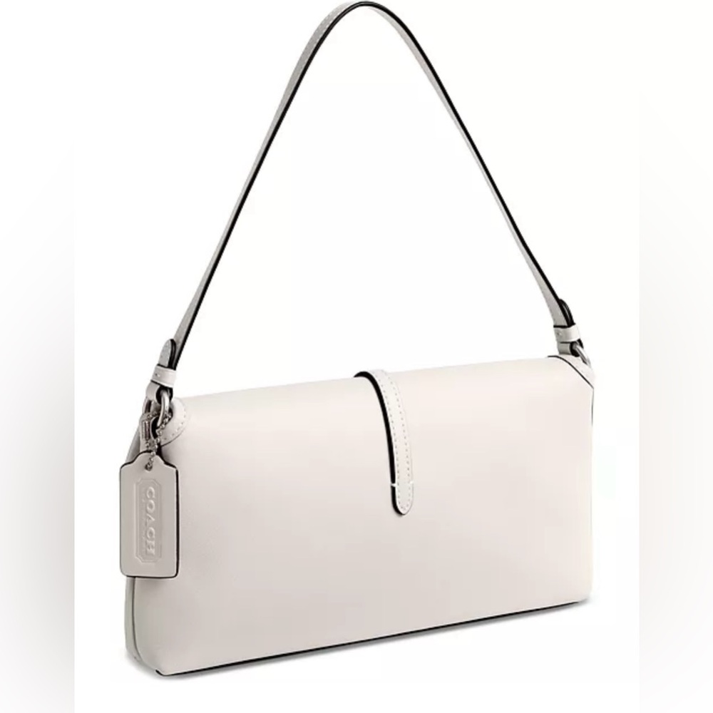 COACH NWT Hamptons Small White Leather Shoulder Bag with Flap Closure - Picture 5 of 10